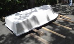 Fiberglass 10 foot long by 4 ft wide, with flared hull. could do with some sanding and paint but if you just want a fun lake boat could be used as is. Too many projects and not enough time.