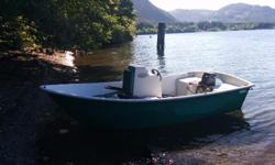 14' dory with 30 HP Yamaha 2 stroke precision blend (no mixing gas) on a aluminium trailer. Motor fully serviced- new spark plugs, carbs cleaned, new fuel filter, impeller replaced, new main seals on powerhead, fresh gear oil, steering removed- cleaned