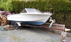 14 Foot Hourston Glascraft, 50 Hp Merc Outboard, Used for Fishing, Comes with Some Rod/Downrigger Mounts, Retractable Canvas Top, Good Condition, Well Maintained, Runs well. Always Kept Covered, Comes With Canvas Tarp, With Trailer, $1400 obo. Call Wes