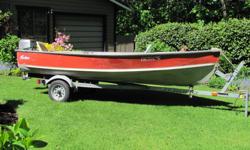 14 ft Naden aluminum boat
1995 Four Stroke Honda short shaft motor, electric start with built in charging unit
2004 EZ Loader trailer
The motor has only been in salt water 5 times in the past 15 years and always flushed out after each use.