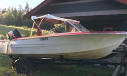 Boat is solid. new drivers seat and aluminum seat base with hatch. 60hp yamaha enduro with upgraded tilt n trim and electric start. Fires right up. Inspected by mechanic. Good compression 125 across all cylinders. Both key and pull start so never get