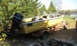 1977 Mercurty 115hp outboard
15.5' Aluminum Lund open bow
Heavy duty trailer
 
Motor runs excellent, had the unit on the lake this summer, trailer is mint and heavy duty with roller system, boat is solid and no leaks.
I purchased this unit to fix up, now