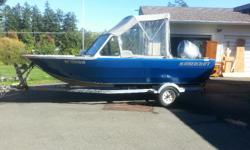 2007 Welded aluminum powered by 2007 90 HP Yamaha 4 stroke. bought new in 2008 and original owners. this is the maximum size engine for the boat so it runs easily at 3/4 throttle with lots of power and very easy on fuel. walk thru windshield, 2 swivel