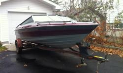 1988 18ft Maxum boat. Leak free with Fishfinder and swim platform. Bunk Trailer in Good Condition. 85HP Outboard not currently working. Trailer comes with ownership but no papers for boat. Asking $900 OBO
