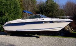 Extremely Clean 1989 Sea Ray 220cc, 22ft cuddy. Powered by a 260hp, 5.7L Mercruiser I/O. This boat was only used on Fresh water and has just been pulled out of a 5 year storage. This boat has Trim Tabs, Fully intergrated Swim Platform w/ladder, Fiberglass