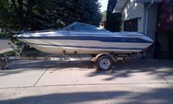 1989 SeaRay
180hp 4.3L Yahama inboard
18.5' with open bow
Always professionally winterized
Regular oil changes
New bilge pump, new complete shift cable and bellows, leg case cleaned/honed for clearance, new upper gears in leg as well as gear oil changed