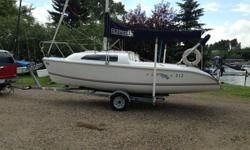 21 ft sailboat on ez loader trailer with new 2013 4hp Yamaha outboard less than 20 hrs ($3600) without motor
3 sails Main Foresail and Spinnaker .
fenders, 20lbs Navy anchor with chain and rode ,all lines and halyards, interior cushions,
I also have a new