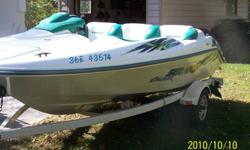 14.5 FT LONG , 5 SEATER BOAT. BOAT RUNS AND OPERATES GREAT. 2 , 700 CC ENGINES COMES WITH SHORELANDER TRAILER , CALL 1 905 317 1788