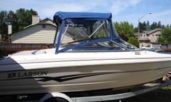 2001 Larson 180 sei NEW MOTOR! $12,500 OBO. 0 hours on new 4.3 litre Volvo Penta. About 200 hrs on boat. Bimini top with side curtains and front window.
Electric Scotty downrigger. Stereo. Ropes, anchor, life vests.
Call 604-502-9979 for more info or to
