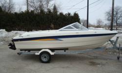 This is a really clean bowrider.  Powered by a 135hp 3.0ltr Mercruiser with Alpha One drive.  Includes options like stereo, sleeper seats and tonneau cover.  Also includes trailer with swing tongue.  Fully serviced and ready for the water.
$12999.99