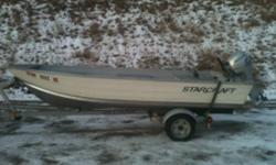 2008 starcraft aluminum fishing boat with 9.9 honda 4 stroke engine with electric start, running lights , bilge pump, on ez load trailer, 5900.00 firm call rod for more info 250-551-3673