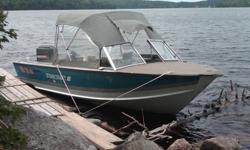 20 foot aluminum Starcraft HL-200 boat, 100 hp Mariner oil injected motor, steel ShoreLand?r trailer with spare. Large screen Garmin GPS with depth and fish finder. Swim ladder included. Rated for 8 passengers. Full stand-up canvas enclosure. Deep V hull