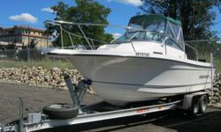 4.3L MPI Mercruiser, Alpha one drive, ACE Tandem trailer with electric brakes ,Garmin GPS / Sounder, 2 - 1106 Scotty down riggers,4 blade prop,  Spare prop,  Fishing top with side curtains, Lumar Pro Series windlass, Anchor chain & Rhode,  2 fish boxes,