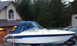 22 ft Cuddy Cabin
Just serviced July 2016 with following completed: New starter, new dual batteries, ignition wiring, oil change, coolant change, power steering fluid change.
Full maintenance records.
Standard Horizon GPS and fish finder and radio