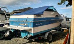 1988. .1998 vortec 4.3l v6 with alpha one drive. Lots of recent work. Stainless prop. Trim tabs. Vhf. GPS chartplotter(needs chip). Porta potty in small bathroom. Sink stove and icebox. Sleeps four with fore and aft cabins. Nice stereo with new fuse