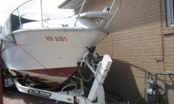$9,500 down to 8,500.. gutted and completely redone insde. One engine and outdrive replaced. Aluminum frame in place but needs a new top. Needs new anti-fouling paint on hull. Comes with a double axle ezee load trailer. SVR deep hull model with twin