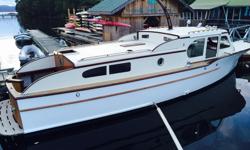 Recently repaired and upgraded. This 38' Monk is almost ready to go. It is up in the Abernethy & Gaudin shop where every surface was renewed and interior refinished.
New non skid decks, all new paint and Varnish. Many wood repairs to bring her back to her