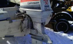 50 HP JOHNSON OUTBOARD MOTOR E-START, LARGER BOTTOM GEAR BOX, SHORT SHAFT WITH NEW PROP,  LESS CONTROLS $550 577 5861.