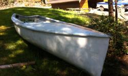 This is a very fast 16 foot sailing dingy, in good condition : originally a navel training sailing dingy: so lots of extra floatation & very solid. Mahogany (?) dagger board & rudder. Good set of sails.