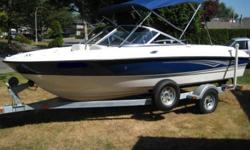 For sale is a local original owner Bayliner 185. It has extended warranty until 2014, no worries! It is equiped with a Mercruiser 3.0ltr 135HP and a Alpha 1 sterndrive. The list of options are as follows; four speaker stereo with subwoofer, fish