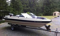 1986 BOAT OF THE YEAR, GOOD CONDITION, 85HP OUTBOARD, RUNS GREAT, EVERYTHING WORKS, GOOD ON FUEL, LOW HOURS, SKI POLE, NEWER STEREO, E-Z LAUNCH CALKINS TRAILER, NEW TIRES AND WHEELS, MUST SEE