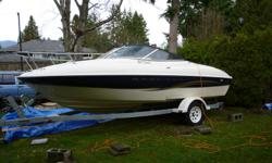 Anniversary Edition great condition sleeps two with porta potti, cd player, fish finder, large swim grid with ladder, rock guard for beaching. Trailer with brakes.
Anchor and safety equipment extra prop.
Length rigged 21.1 ft. - Trailered 24 ft.
Beam
