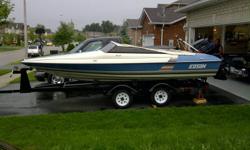 18 ft edson speedboat...mint condition...mint interior...power trim...85 hp merc...ski tripod...trailer is newer and in mint condition as well...feel free to call or txt my cell...705 241 5662...please do not email...
