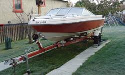 I have a 1980 boat with a cracked 4 cyl block (140 omc ) and a omc leg,  white, on a boat that has low hours of useage. The leg works great and I have a extra new prop to go with it. The trailer is a calkin in great shape.