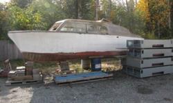 Wooden Chris Craft , bought for parts, would be great as playground equipment,