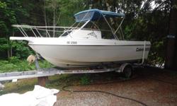 Complete and fully rigged Fishing Machine, 1993 Calais CM2000, 20 foot Cuddy Cabin with Head, Walk-around deck, 175HP Mariner, 2-stroke oil injection, electric trim, Yamaha 4-stroke 9.9HP electric start kicker with prop guard, fish hold/live tank