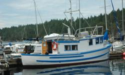 For Sale:
The Pacific Susan is a well maintained converted double-ender troller. This reliable old girl was built with a red cedar hull on oak frames by Buford Haines in aprox. 1955. 35'6" LOA, beam 10'6", aprox. draft 4'6". Sleeps 6+. Powered by a 120 HP