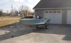 2009 Honda 4 stroke 15 HP (bought new in 2009)
2012 Trailer.
14 foot (58 inches wide) Springbok with 2 seats, gas tank and spare prop.
Boat is older and has a couple of slow leaks.