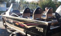 G3 Angler V172 17.5' Fishing Boat with 115 h.p. 4 stroke YAMAHA motor with approximately 50 hours of operation - on a BEAR trailer, 4 seats, 3 tops, fishfinder, stainless steel prop