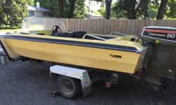 MOTIVATED SELLER!!
Boat year unknown, late 70s or early 80s with a 1975 Johnson 50 hp motor. Electric start, power tilt.
Awesome little boat with lots of work done to it.
Motor has:
-new coils
-new thermostat
-new water pump
-new plugs
-rebuilt carbs last