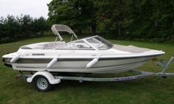 Grew 174 GR 17ft with Mercruiser 3.0L 135 HP. Has very low time hours and stored inside on included LoadRite galvanized trailer. Has stepped hull for great performance and planing ability. Large cockpit area with bucket seats and lounge seating. Plenty of