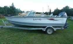 FULL WINDSHIELD, 3 SWIVEL SEATS, 2 FOLD DOWN SEATS IN THE BACK, 115HP YAMAHA MOTOR WITH APPROX 100 HOURS ON IT, EASY LOADER TRAILER, TRAVEL TARP, MINKOTA TROLLING MOTOR, CANOPY, LIVE WELL AND BOW CUSHIONS, STAINLESS STEAL PROP.  PURCHASED NEW LOCALLY AND