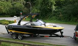 Malibu Wakesetter vlx
-340 hp Monsoon engine
-1250lbs ballast
-Power wedge
-Malibu speed control
-I-pod/CD stereo
-Sub/Amp
-Tower speakers
-Bimini top
-3 vent heater
-Hot water shower
-Pull up cleats
-Docking lights
-Extreme tandem axle trailer with 17"