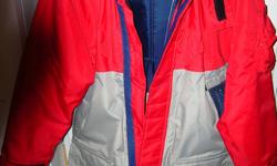 Hardly used MULLION FLOATER JACKET AND BIB PANTS. It is a unisex small. Jacket chest 36"arm 19".
Pants waist 28" leg 27". Sizes app: so will need to try it on. Suit is of top quality with built in harness. . Light enough for Kyakers. Would keep you safe