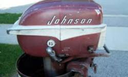 1956 Johnsons 15 HP outboard motor & gas tank.
In good running conditiion.   Asking $300.00