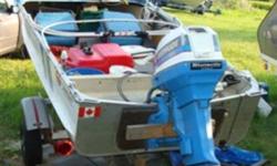 PRINCECRAFT 15.5 ft  ALUMINUM BOAT
FORSALE
WHITE AND BLUE
 
BOAT-MOTOR AND TRAILER
 
INCLUDED WITH BOAT :
 
EVINRUDE MOTOR 1979- RUNS GREAT
 
TRAILER - NEW TIRES + SPARE
 
2  TOPS - 1 travel top and 1 custom made top with windows
2  OARS
2  LIFE JACKETS