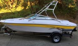 Bowrider. 235 hours, only ever used in fresh water. Perfect Pass option allows GPS control of speed, ideal for wakeboarding. Wakeboard tower, bimini top and full cover. Clarion stereo with Sirius option. Depth sounder, high 5 stainless prop. Mirror,