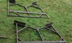 Welded steel cradle for a sailboat. This was built to transport a 36' keel boat from Europe on a freighter. Could be used for a smaller or larger boat. 90" wide at the base, 14' between uprights. Decent condition - there is some surface rust in a few
