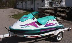 2nd owner since 1999. 85 HP 2 seater with VTS trim. 110 hrs on BRP factory rebuilt engine. 150 hrs on hull. Dealer maintained and run on synthetic injection oil.  Jet pump wear ring just replaced in the fall.  Battery purchased last summer. Comes with
