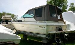 10 ft. beam,twin Mercruiser 4.3 V6 4-barrel 205hp.alpha 1 drives.hot water tank,ac/dc fridge,stove,microwave.full head with shower.sleeps 6 with aft cabin.G.P.S.,mariner VHF radio,bow spotlight,depth sounder,halon and full safety equipment,dock lines and