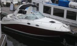 SeaRay Sundancer 260 , only 220 hrs. BONUS: EXTENDED WARRANTY so you have peace of mind. 
5.7 (496) V8 (Gas) Merc Bravo III. (Powerful but very cheap on gas!)
Fully loaded with every possible option. Exterior/Interior 100% like brand new.
Custom Fully