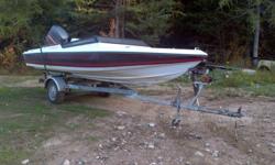 SkiMaster boat seats five all new carpeting and re-apolstered comes with 115 Mariner, and trailer and ski bar for boat.  In excellent condition, motor runs great, prop is in excellent condition and trailer is in excellent condition as well.  Selling due