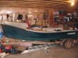 fiberglass oyster boat green in color